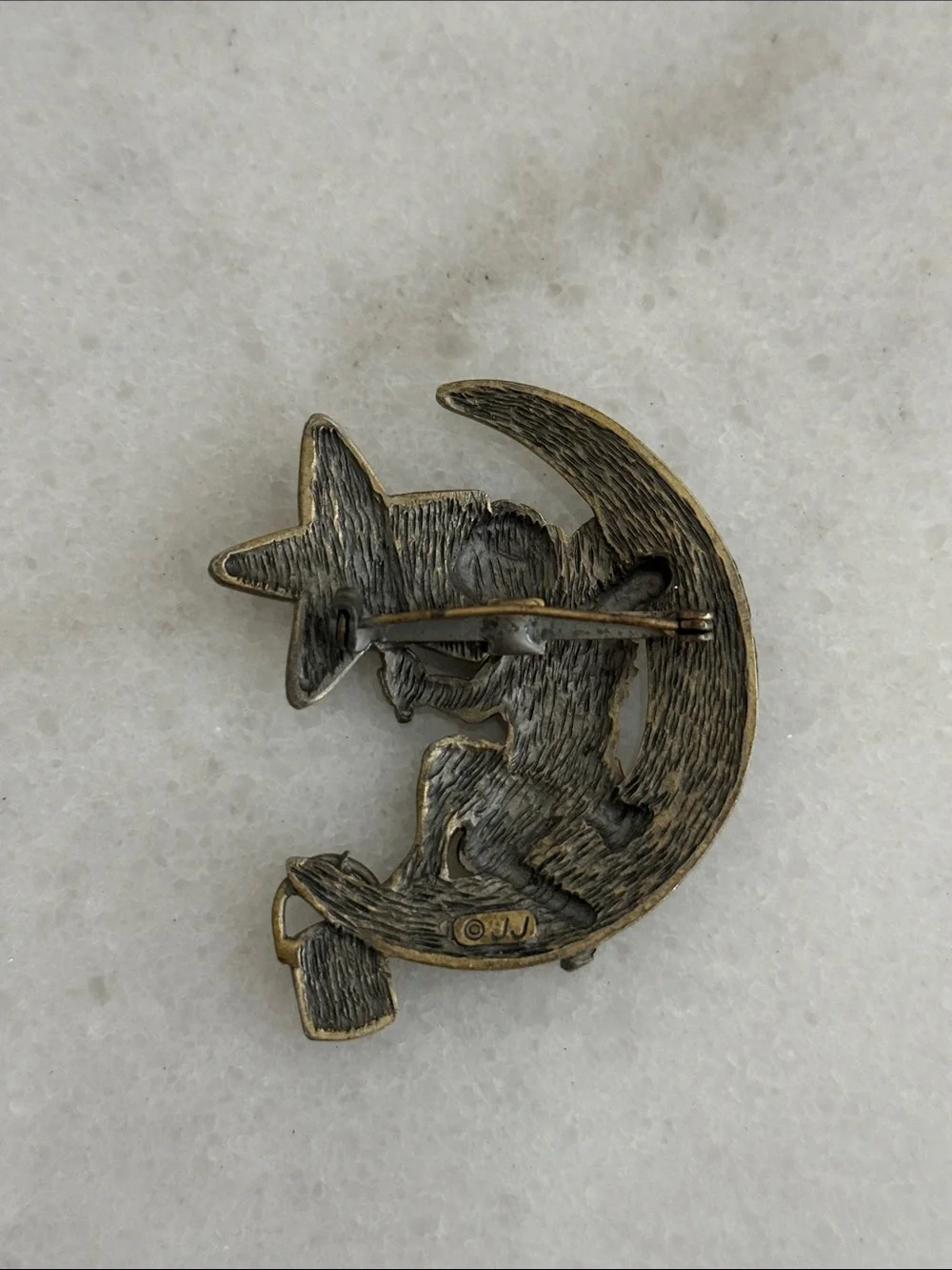 Vintage angel painting a star Jonette Jewelry brooch